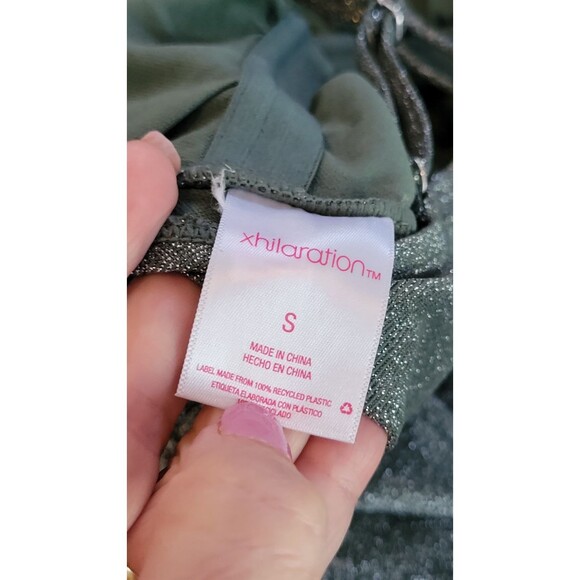 Metallic Side-Cinch One Piece Swimsuit Green Sz S - Picture 6 of 7